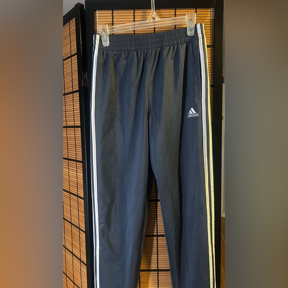 Adidas Kids Navy Joggers with White Accents